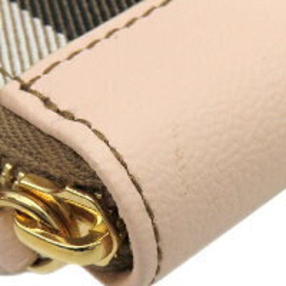 Burberry Round Wallet Check Beige Zip Canvas Mega - Picture 5 of 14
